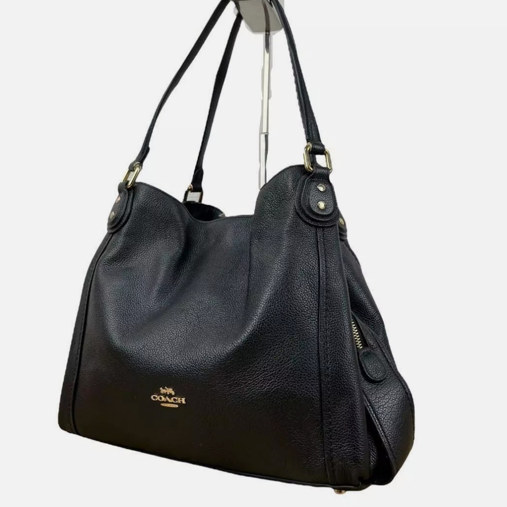 Coach Edie Black Turnlock Shoulder Bag - Picture 3 of 14